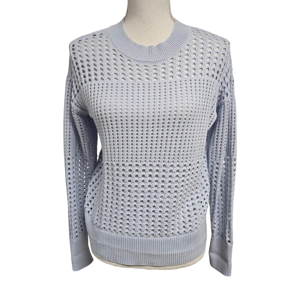 Haven Well Within Organic Cotton Open Knit Pullover Sweater Blue Women's Sz XS‎